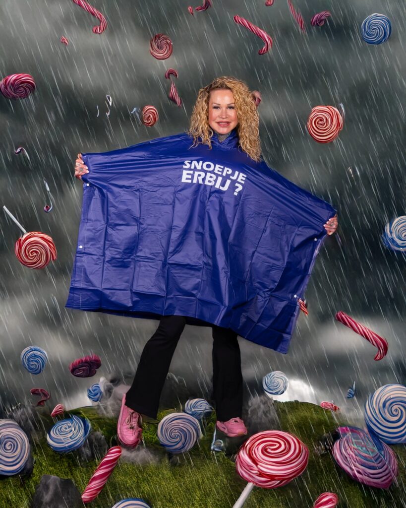Poncho met tekst Snoepje erbij?